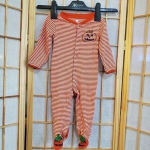 Koala Kids Orange and White Striped Footie